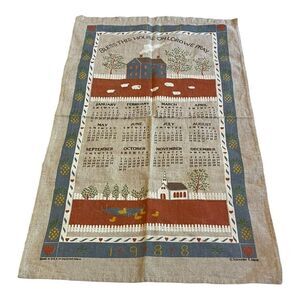 1988 Calendar Towel Vtg Kitchen Wall Bless This House Country Cottag Core